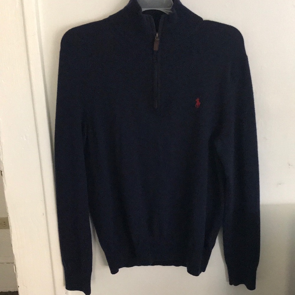 POLO BY RALPH LAUREN NAVY BLUE QUARTER ZIP SWEATER